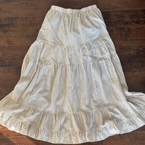 Striped ruffled maxi skirt